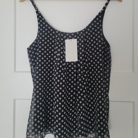 Doubleju Tops - Women's Black Polka Dot Tank Top